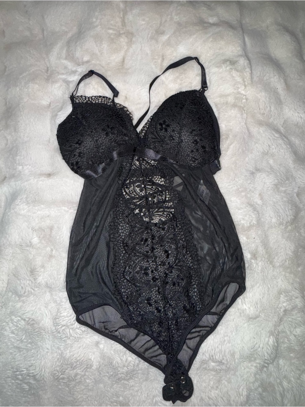 Black Lace Bodysuit Top - Women